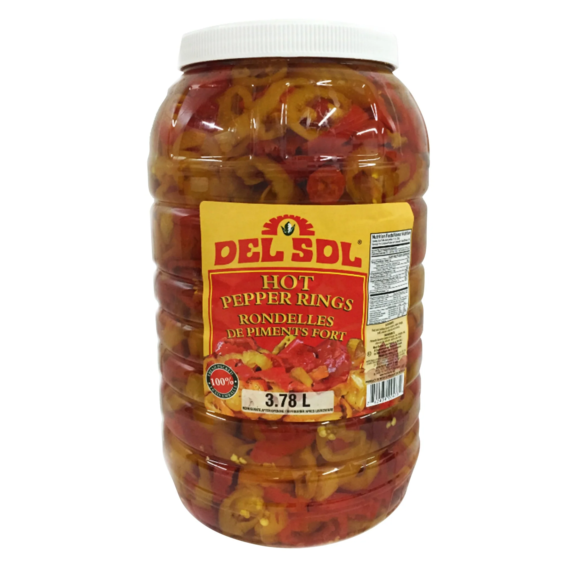 Del Sol Hot Pepper Rings - 4 x 3.78 L - Grocery and Food Items - Canadian Distribution - Ships Free Within Canada on Orders Above CAD $199