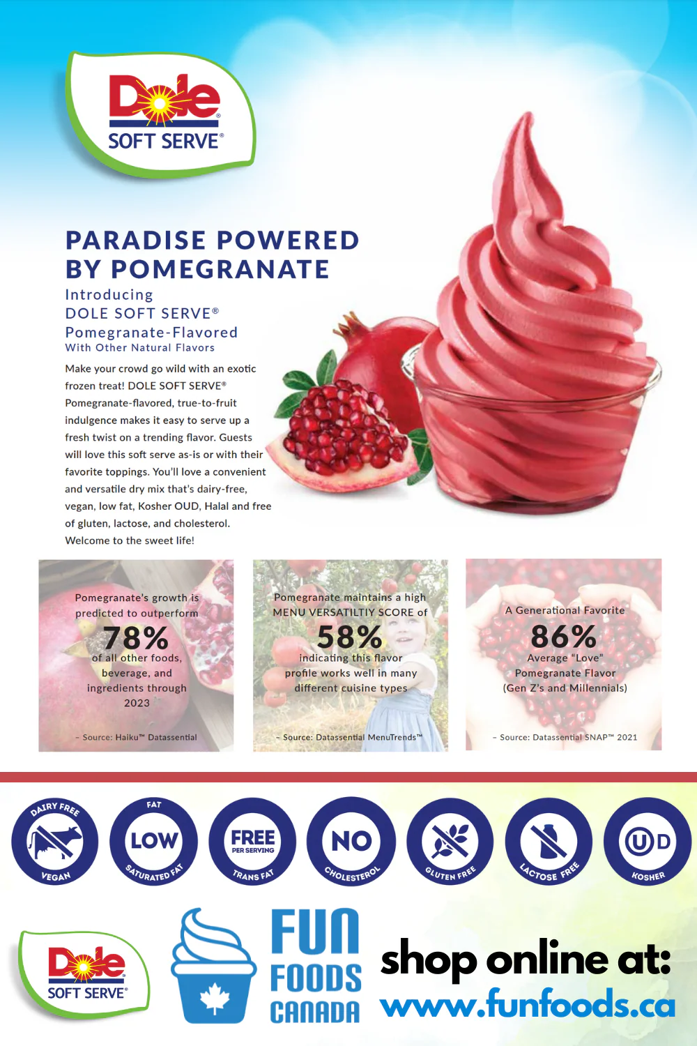 Dole Pomegranate Soft Serve Mix - 4.4 Lbs. Bag - Case (4 X 4.4lb Bags) - Canadian Distribution - Ships Free Within Canada on Orders Above CAD $199 - Image 4