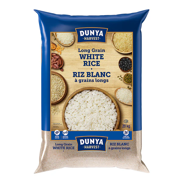 Dunya Harvest Long Grain White Rice - 4 x 20 kg - Grocery and Food Items - Canadian Distribution - Ships Free Within Canada on Orders Above CAD $199