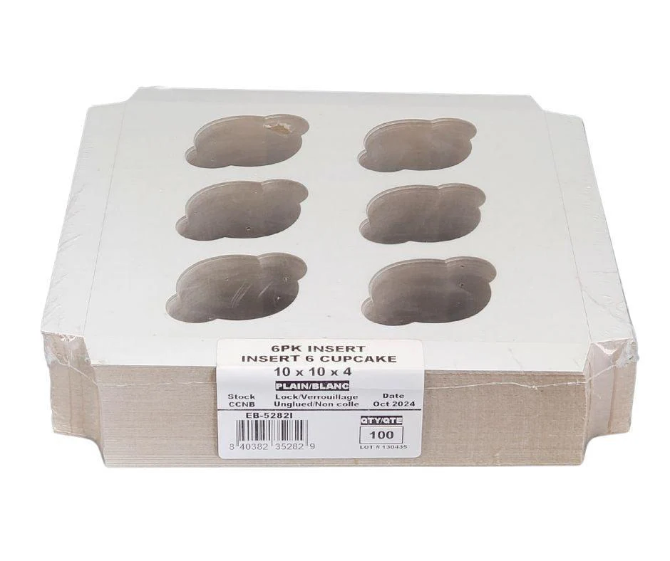EB - 10 x 10 x 4 - 6 Cupcake Insert - White - 5282I - Image 4