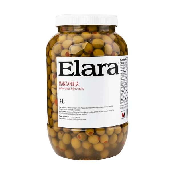 Elara Manzanilla Stuffed Olives - 4 x 4 L - Grocery and Food Items - Canadian Distribution - Ships Free Within Canada on Orders Above CAD $199