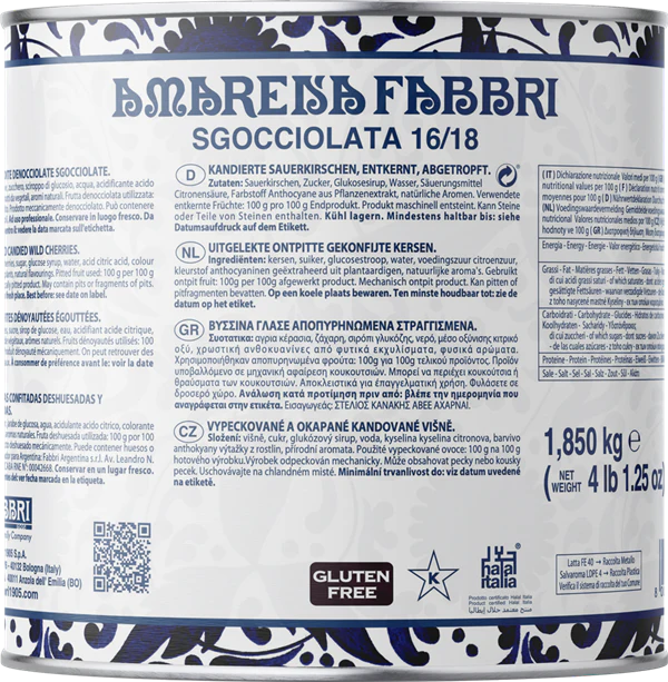Fabbri AMARENA WHOLE DRAINED - SGOCCIOLATA 16/18 - 3 x 1.85 KG Tin - Fabbri Canada - Ships Free Within Canada on Orders Above CAD $199