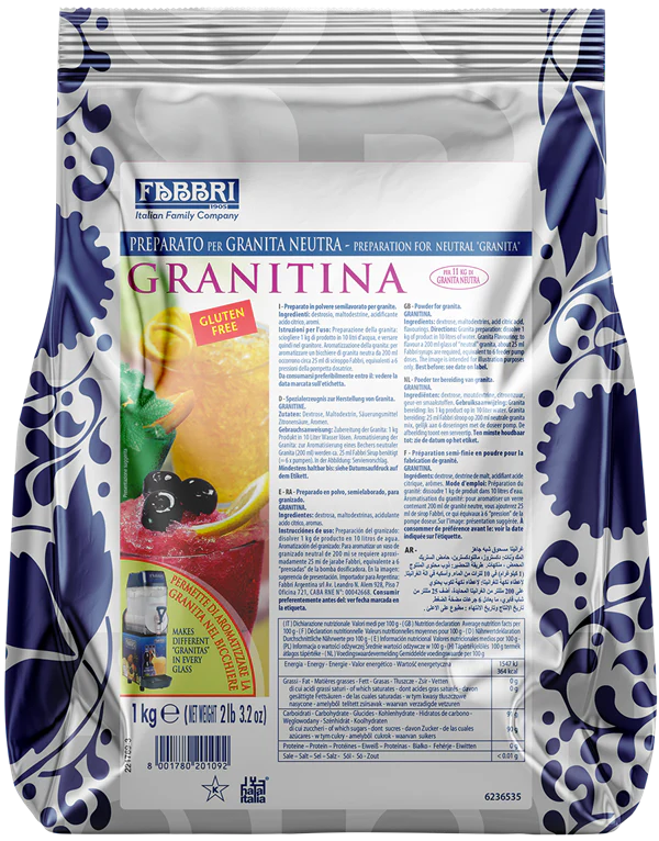 Fabbri GRANITINA - Neutral Base for Granita - 12 x 1KG - Fabbri Canada - Ships Free Within Canada on Orders Above CAD $199