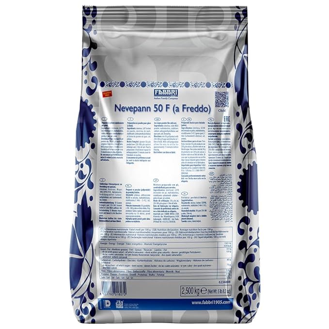 Fabbri Nevepann 50F (Cold Preparation), Base for Gelato and Ice Cream, 8 x 2.5KG (5.5lb) - Fabbri Canada