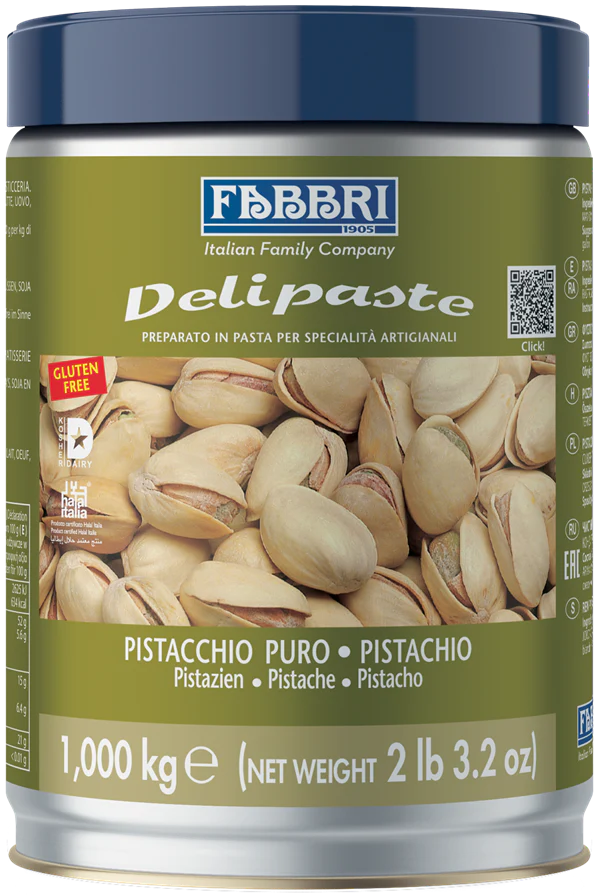 Fabbri PURE PISTACHIO - DELIPASTE (COMPOUND PASTES) - 3 x 1KG Tin - Fabbri Canada - Ships Free Within Canada on Orders Above CAD $199