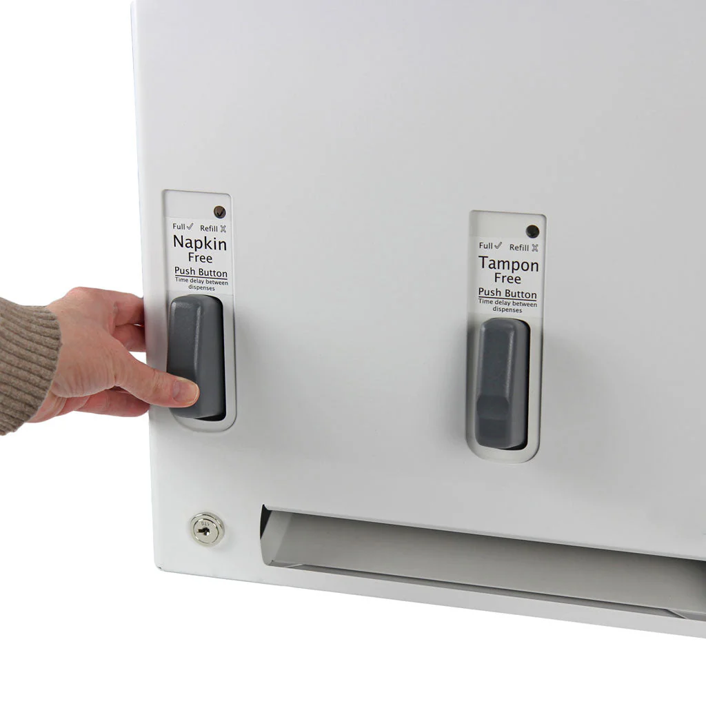 Feminine Product Dispenser Free Push Button for Pads and Tampons - Sold By The Case - Image 3