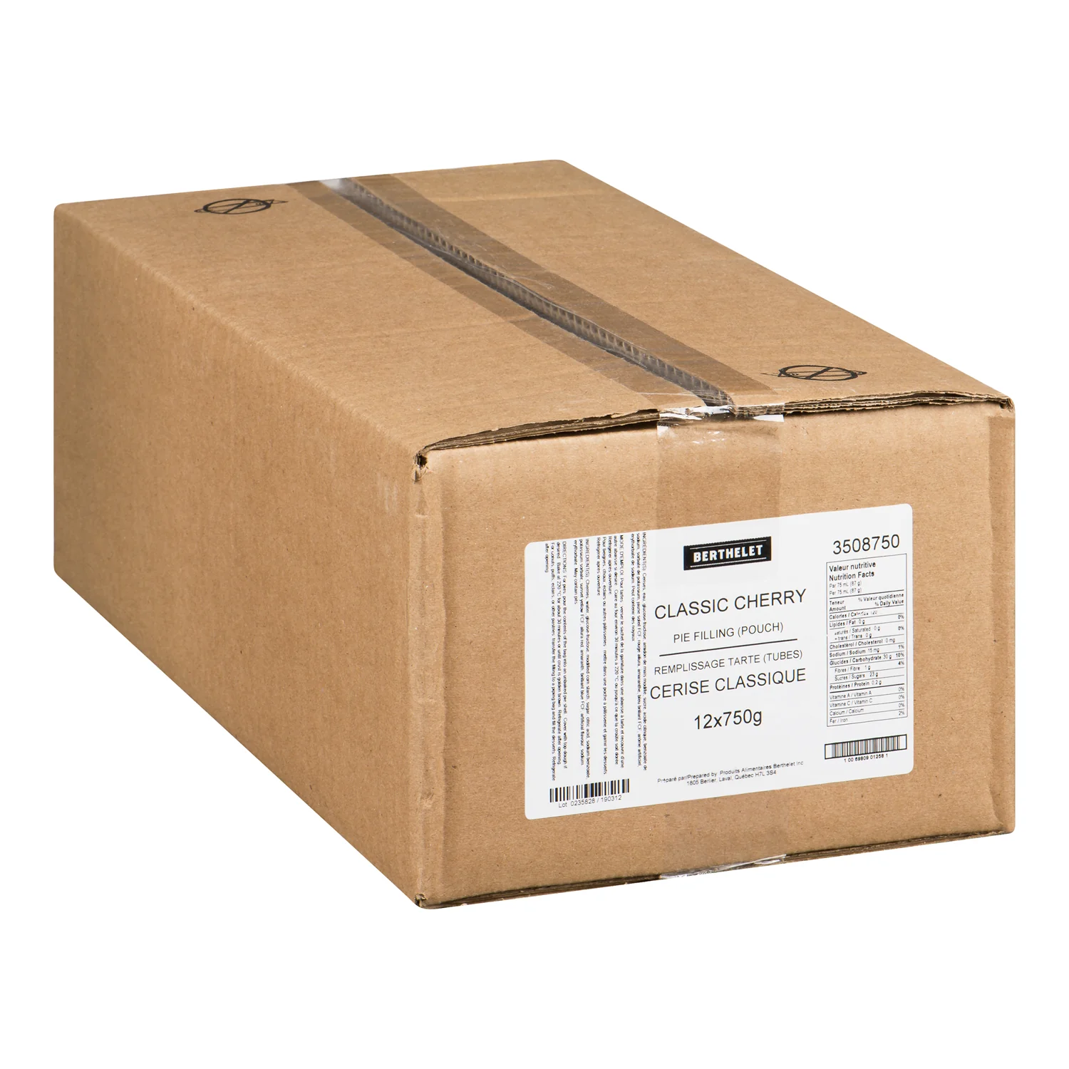 Filling Pie Cherry Pouch - 12 x 750 g - Berthelet - Baking Mixes and Ingredients - Canadian Distribution - Ships Free Within Canada on Orders Above CAD $199 - Image 2