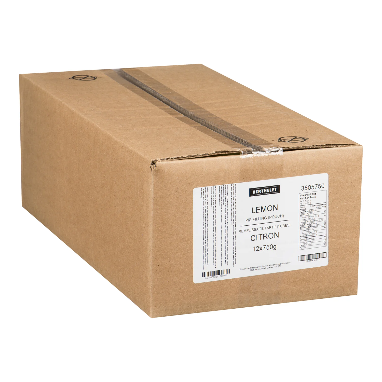 Filling Pie Lemon Pouch - 12 x 750 g - Berthelet - Baking Mixes and Ingredients - Canadian Distribution - Ships Free Within Canada on Orders Above CAD $199 - Image 2