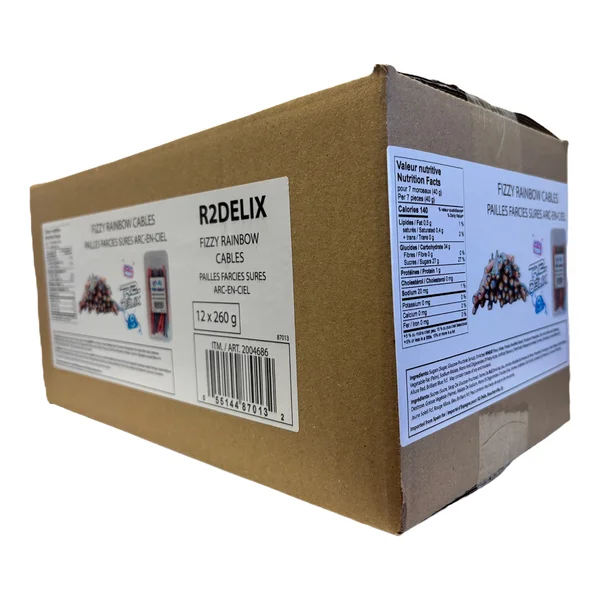 Fizzy Rainbow Cables - 4 Cases x 12 Packs x 260 g - R2-Delix - Canadian Distribution - Ships Free Within Canada on Orders Above CAD $199 - Image 2