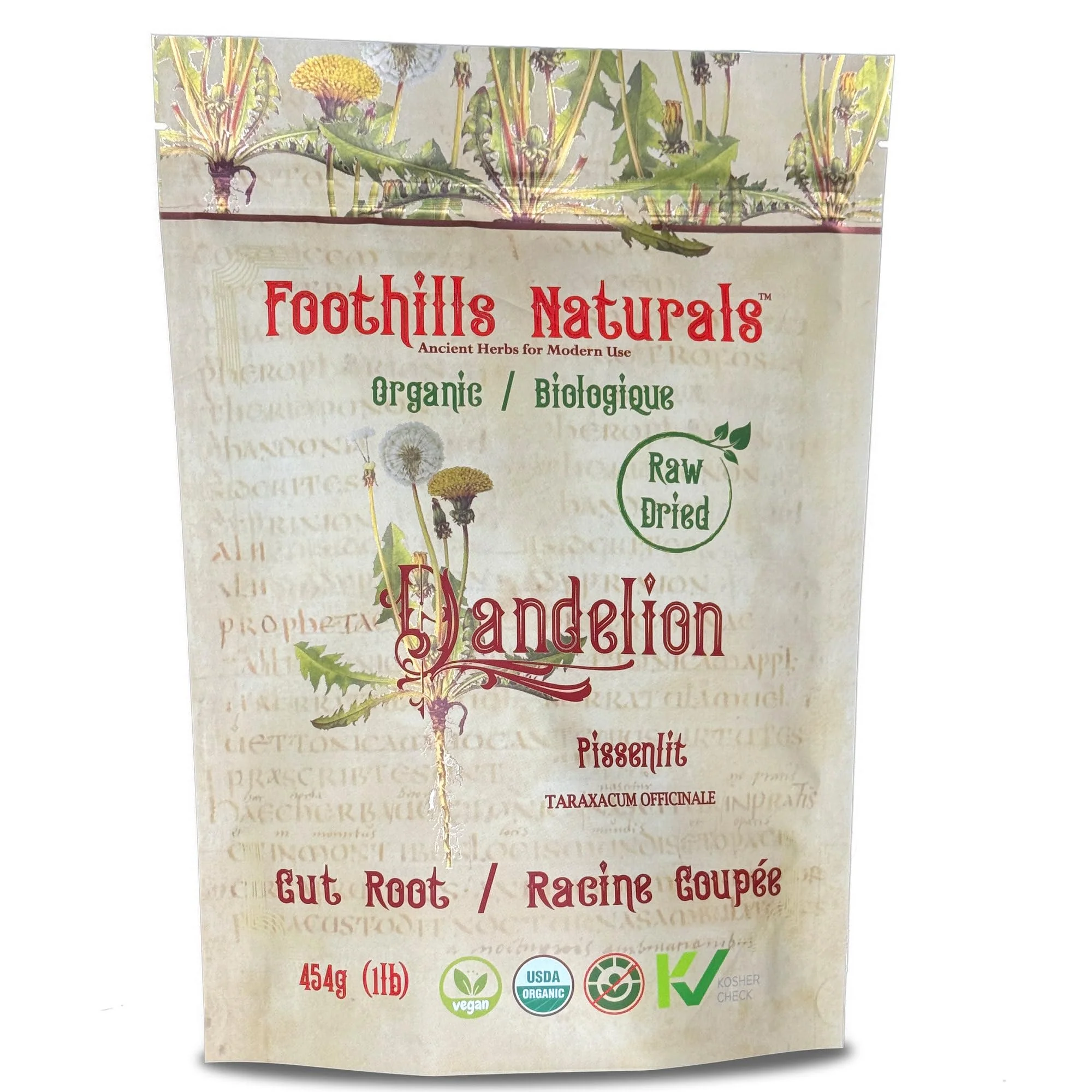 Foothills Naturals โ Dandelion Root โ Dry Raw Cut โ 454g โ Organic - Canadian Distribution - Ships Free Within Canada on Orders Above CAD $199