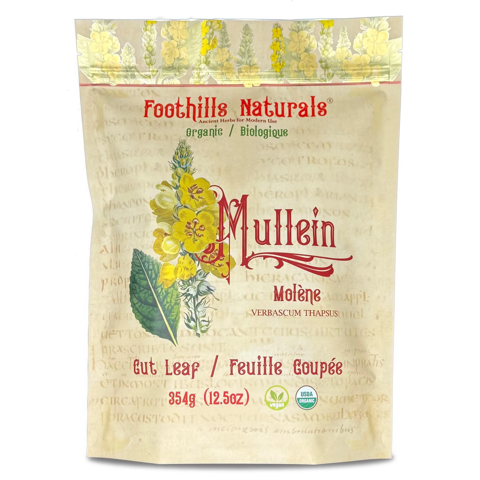 Foothills Naturals โ Mullein Leaf Tea โ Loose Leaf โ 354g โ Organic non irradiated - Canadian Distribution - Ships Free Within Canada on Orders Above CAD $199