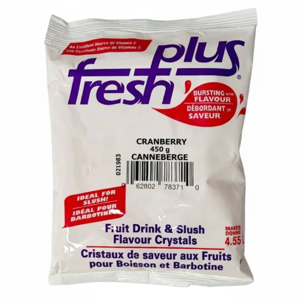 Fresh Plus Cranberry Drink Crystals - Drink and Slush Mix - Lynch - Case ( 12 x 450 grams) - Ships Free Within Canada on Orders Above CAD $199