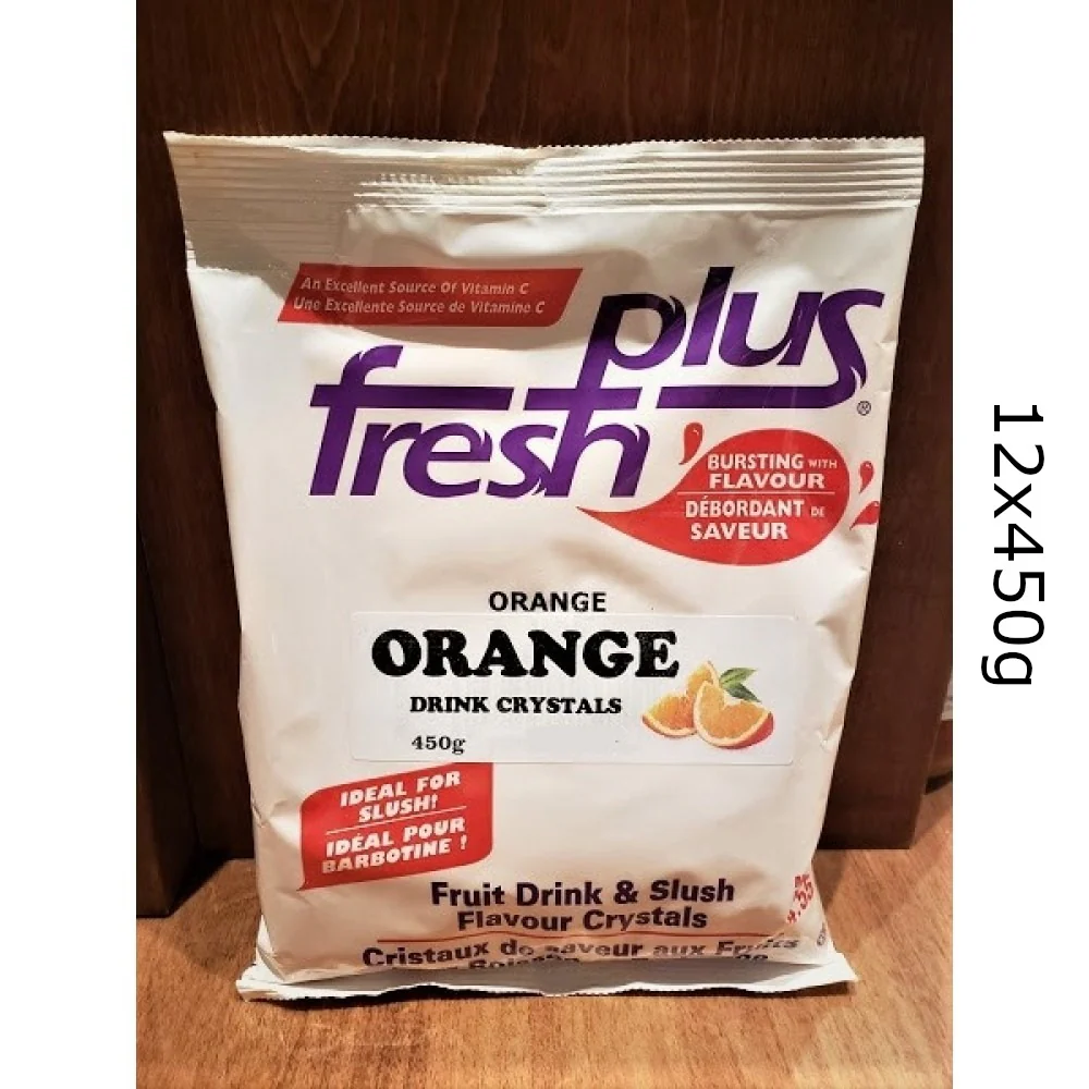 Fresh Plus Orange Drink Crystals - Drink and Slush Mix - Lynch - Case ( 12 x 450 grams) - Ships Free Within Canada on Orders Above CAD $199