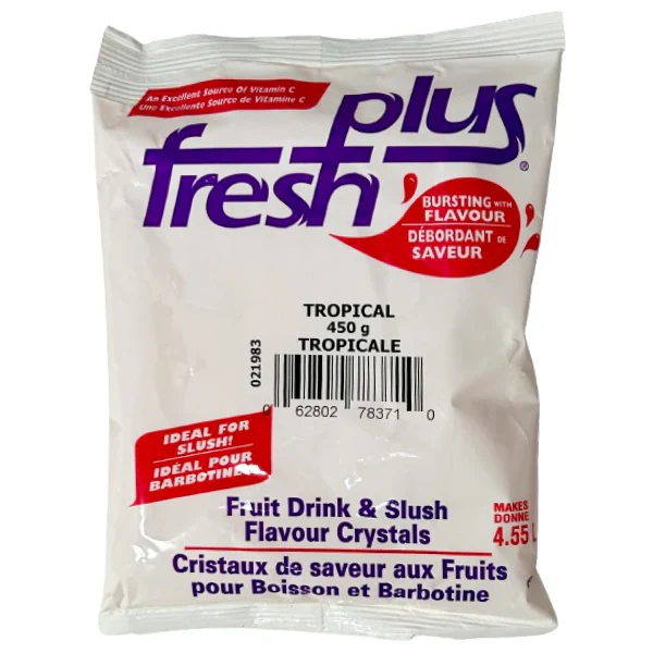 Fresh Plus Tropical Drink Crystals - Drink and Slush Mix - Lynch - Case ( 12 x 450 grams) - Ships Free Within Canada on Orders Above CAD $199