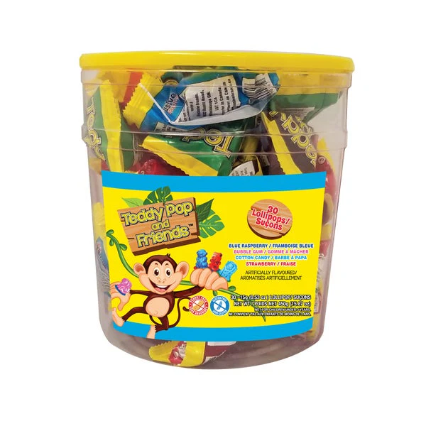 Friends Lollipops - 4 Cases x 30 Pops x 15 g - Teddy Pop - Canadian Distribution - Ships Free Within Canada on Orders Above CAD $199