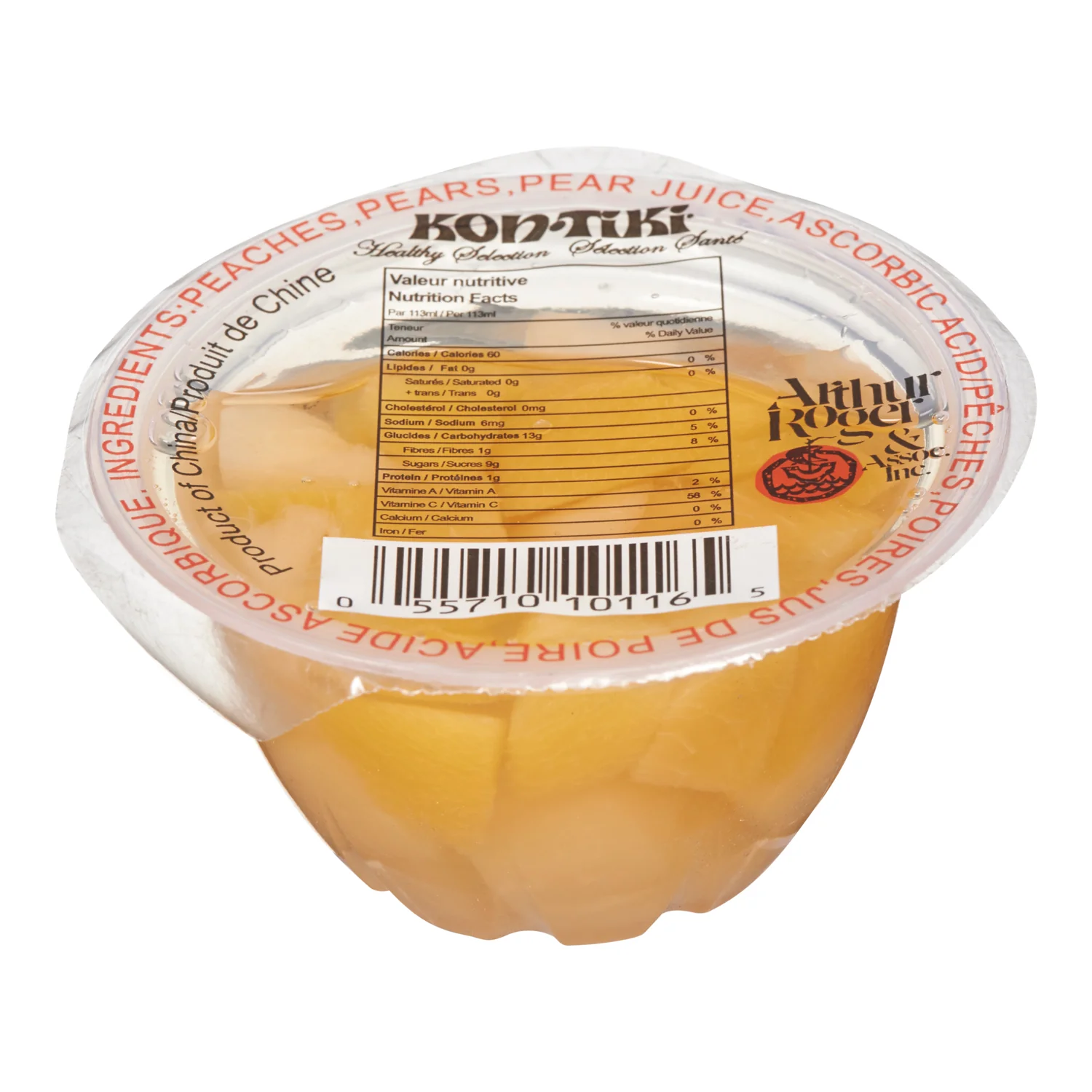 Fruit Cup Pear Peach In Juice - 24 x 113 mL - Kontiki - Restaurant and Foodservice Ingredients - Canadian Distribution - Ships Free Within Canada on Orders Above CAD $199