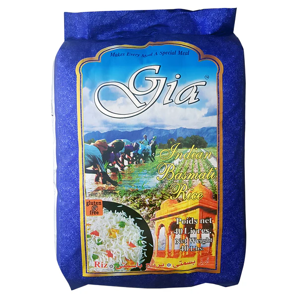 Gia Indian Basmati Rice - 4 x 18.14 kg - Grocery and Food Items - Canadian Distribution - Ships Free Within Canada on Orders Above CAD $199