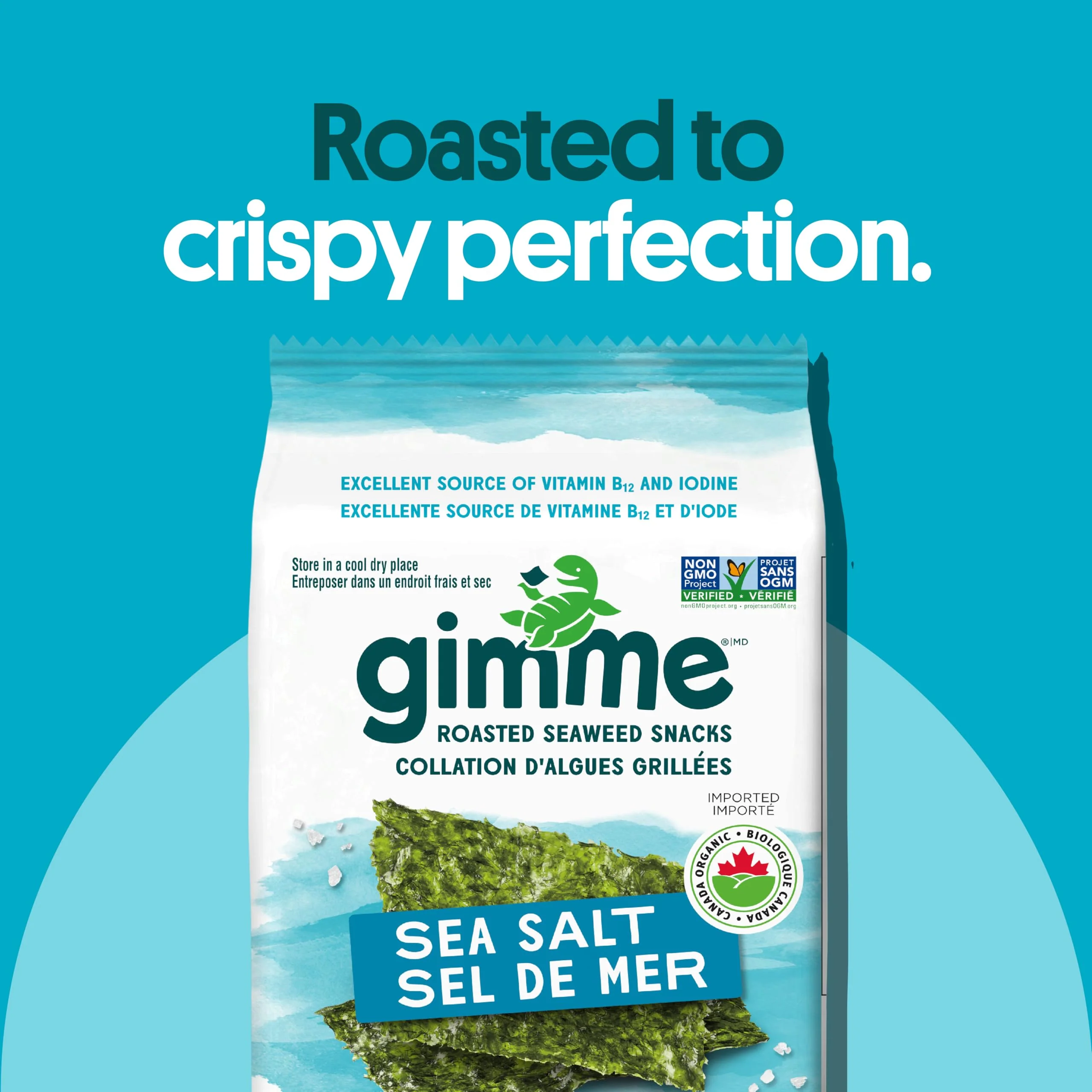 gimMe Organic Roasted Seaweed Snack - Sea Salt - 2 x 10g - Canadian Distribution - Ships Free Within Canada on Orders Above CAD $199 - Image 2