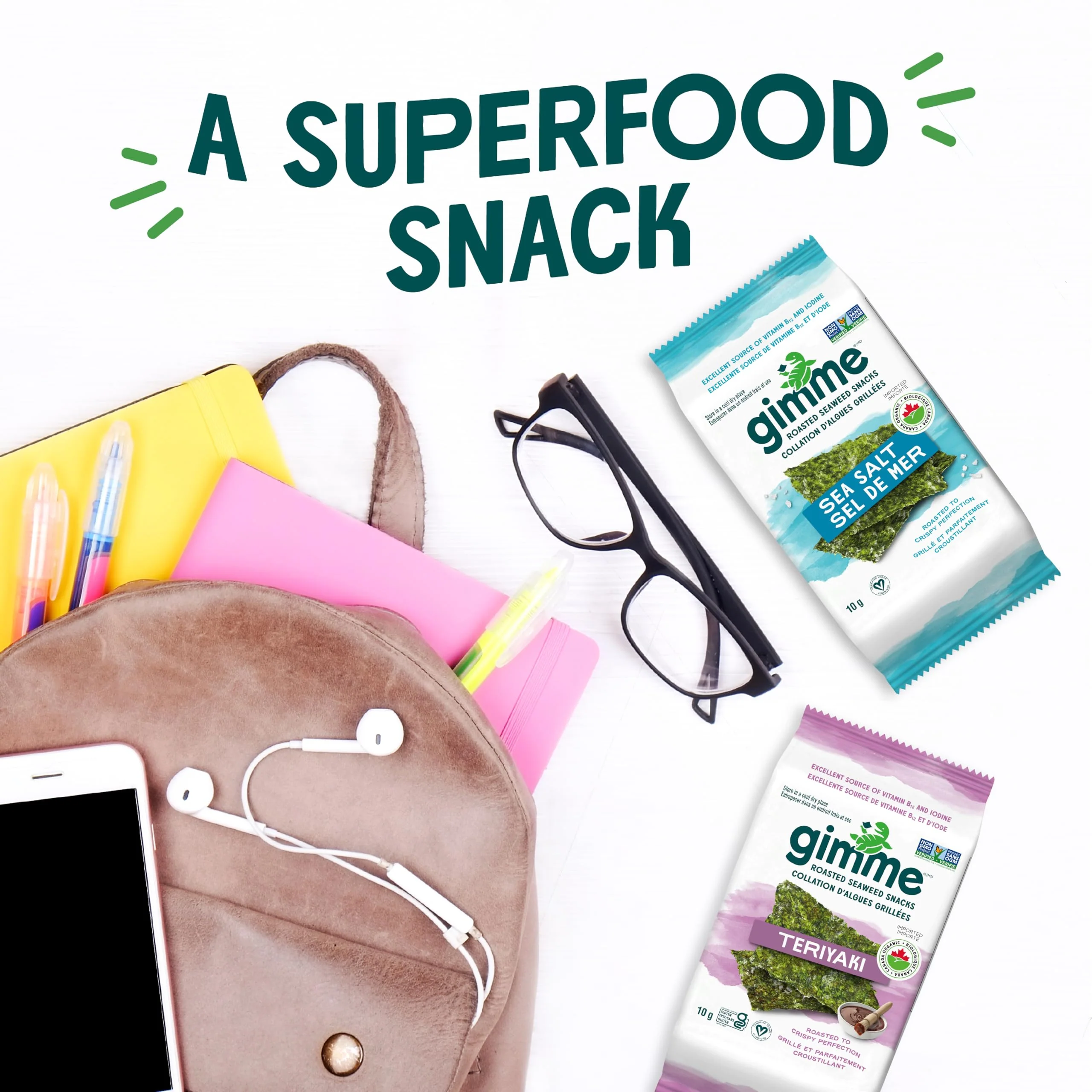 gimMe Organic Roasted Seaweed Snack - Sea Salt - 2 x 10g - Canadian Distribution - Ships Free Within Canada on Orders Above CAD $199 - Image 3