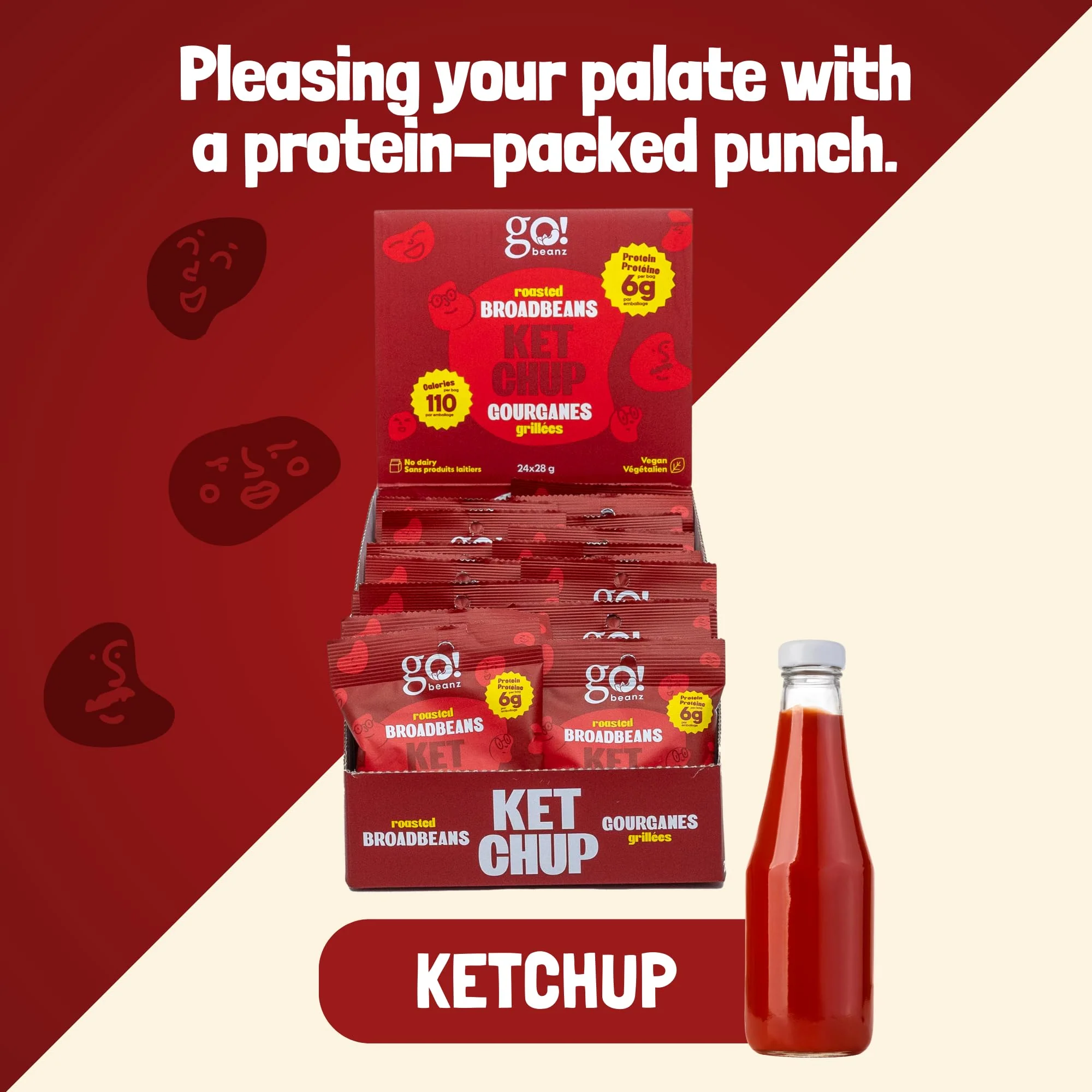 GoBeanz โ Crunchy Broad Beans โ Ketchup โ 24 ร 28 g - Canadian Distribution - Ships Free Within Canada on Orders Above CAD $199 - Image 4