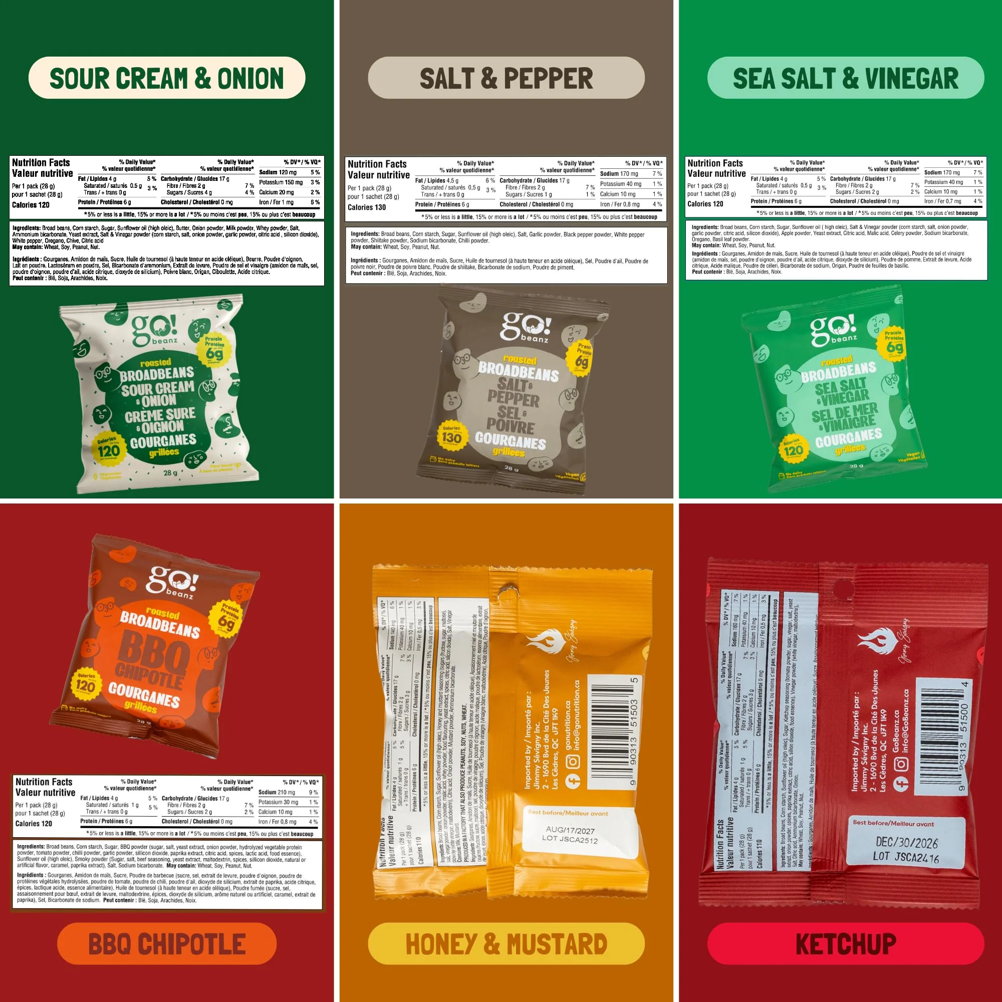 GoBeanz – Crunchy Roasted Broad Beans – Variety Pack – 24 × 28g - Canadian Distribution - Ships Free Within Canada on Orders Above CAD $199 - Image 3