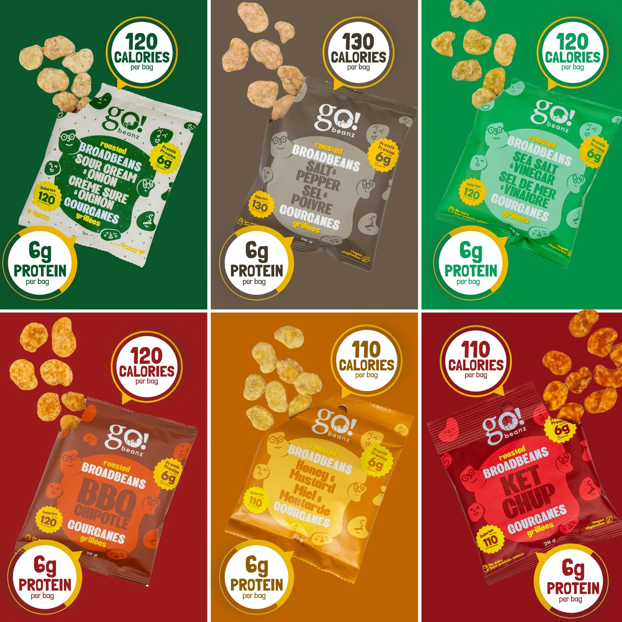 GoBeanz – Crunchy Roasted Broad Beans – Variety Pack – 24 × 28g - Canadian Distribution - Ships Free Within Canada on Orders Above CAD $199 - Image 4