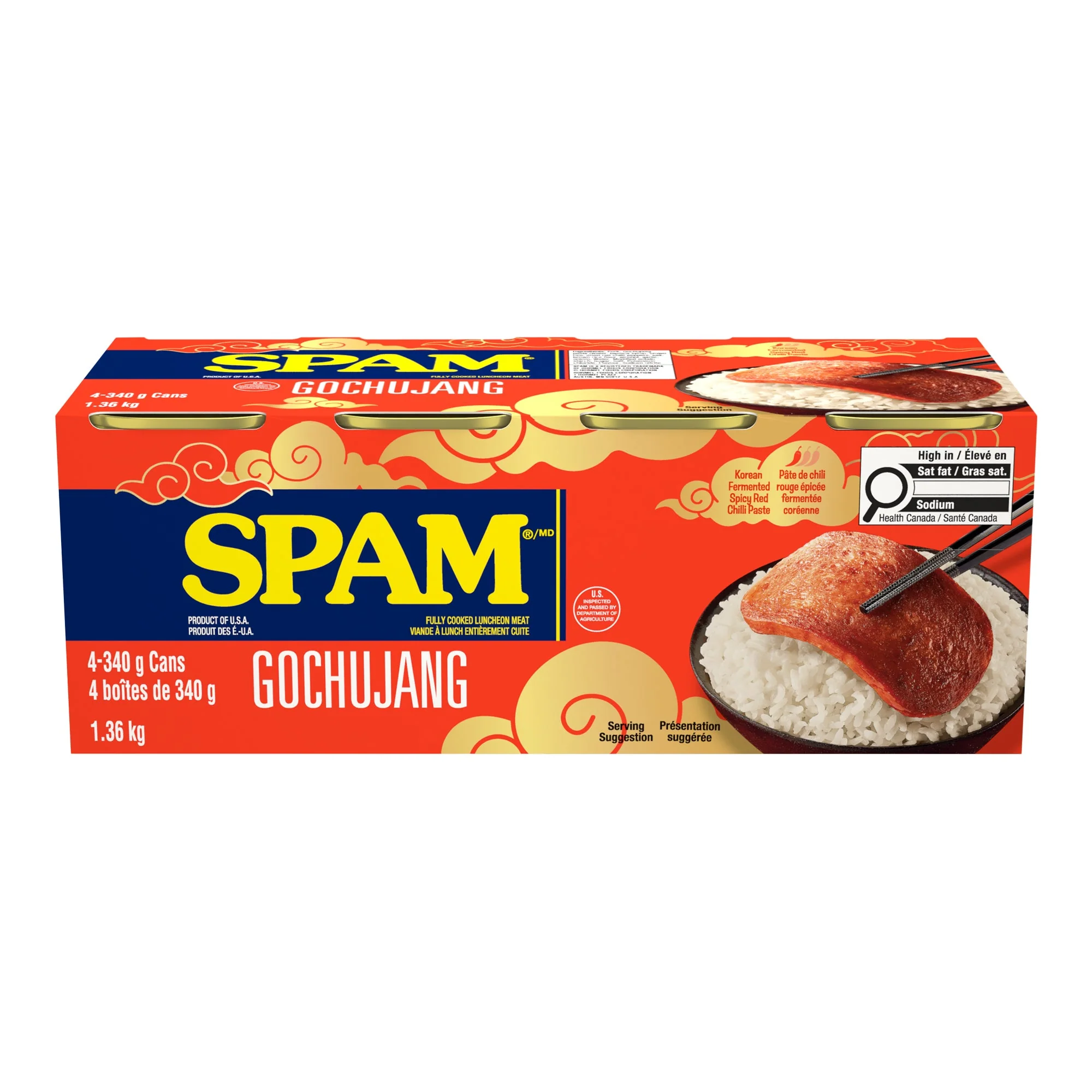 Gochujang Luncheon Meat - 4 Cases x 4 Cans x 340 g - SPAM - Canadian Distribution - Ships Free Within Canada on Orders Above CAD $199