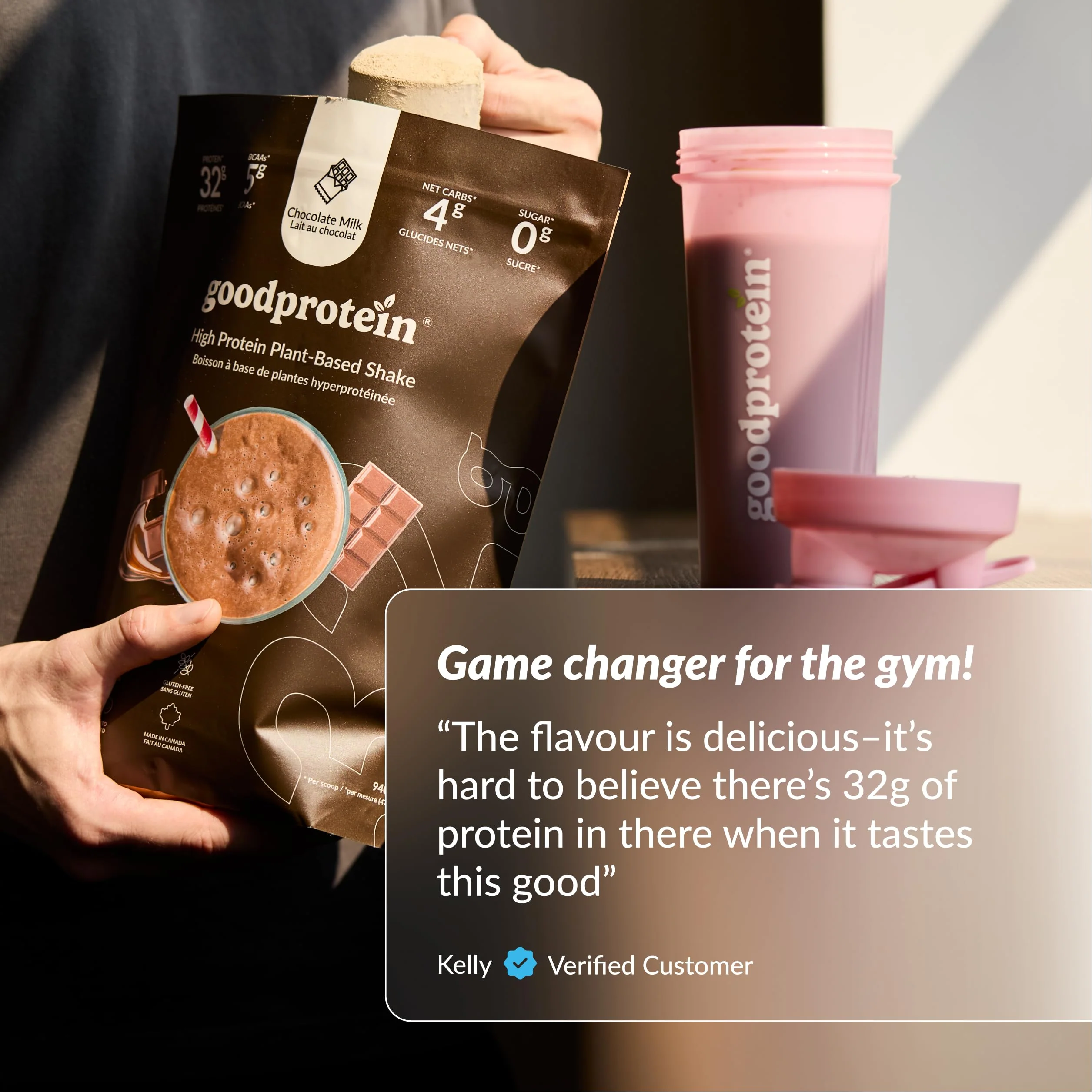 Good Protein โ Vegan High Protein Powder โ Chocolate Milk โ 470 g - Canadian Distribution - Ships Free Within Canada on Orders Above CAD $199 - Image 2