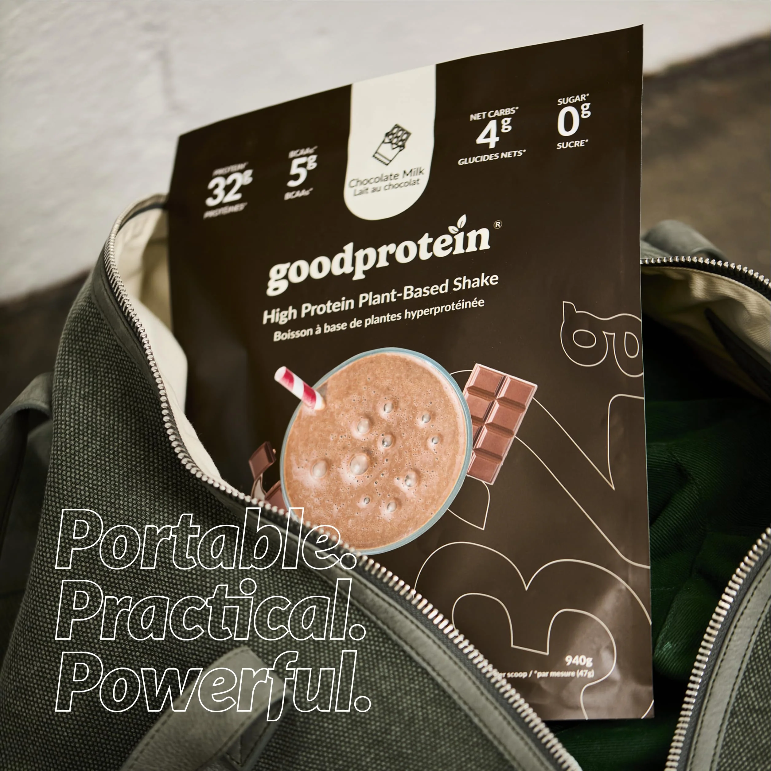 Good Protein โ Vegan High Protein Powder โ Chocolate Milk โ 470 g - Canadian Distribution - Ships Free Within Canada on Orders Above CAD $199 - Image 4