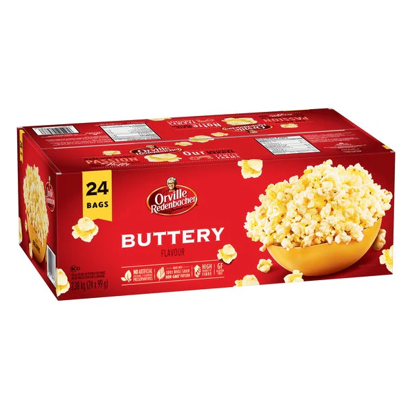 Gourmet Buttery Popcorn - 4 Cases x 24 Packs x 99 g - Orville Redenbacher’s - Canadian Distribution - Ships Free Within Canada on Orders Above CAD $199