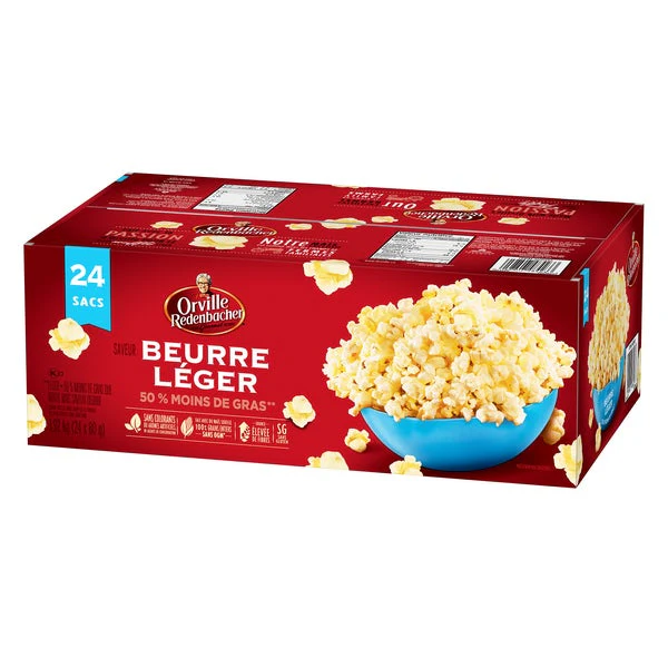Gourmet Light Buttery Popcorn - 4 Cases x 24 Packs x 80 g - Orville Redenbacher’s - Canadian Distribution - Ships Free Within Canada on Orders Above CAD $199