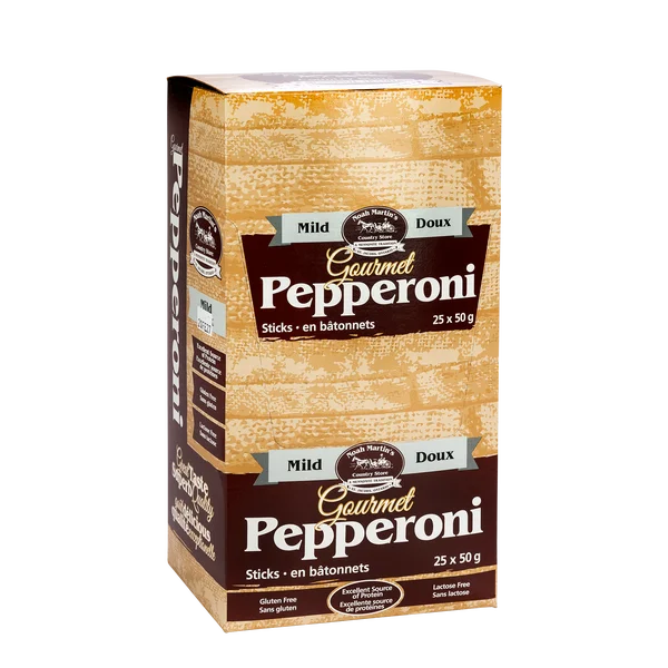 Gourmet Mild Pepperoni Sticks - 4 Cases x 25 Packs x 50 g - Noah Martin’s - Canadian Distribution - Ships Free Within Canada on Orders Above CAD $199