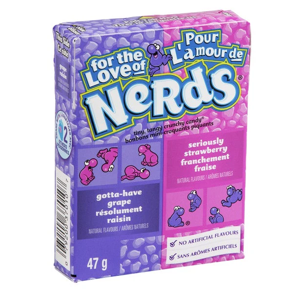 Grape and Strawberry Candy - 4 Cases x 24 Packs x 46.7 g - Nerds - Canadian Distribution - Ships Free Within Canada on Orders Above CAD $199