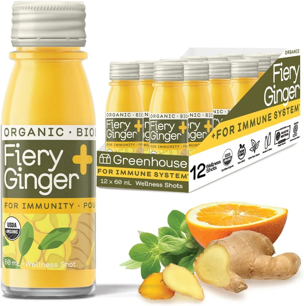 Greenhouse Juice - Fiery Ginger Wellness Shot - Organic - 12-Pack - Canadian Distribution - Ships Free Within Canada on Orders Above CAD $199