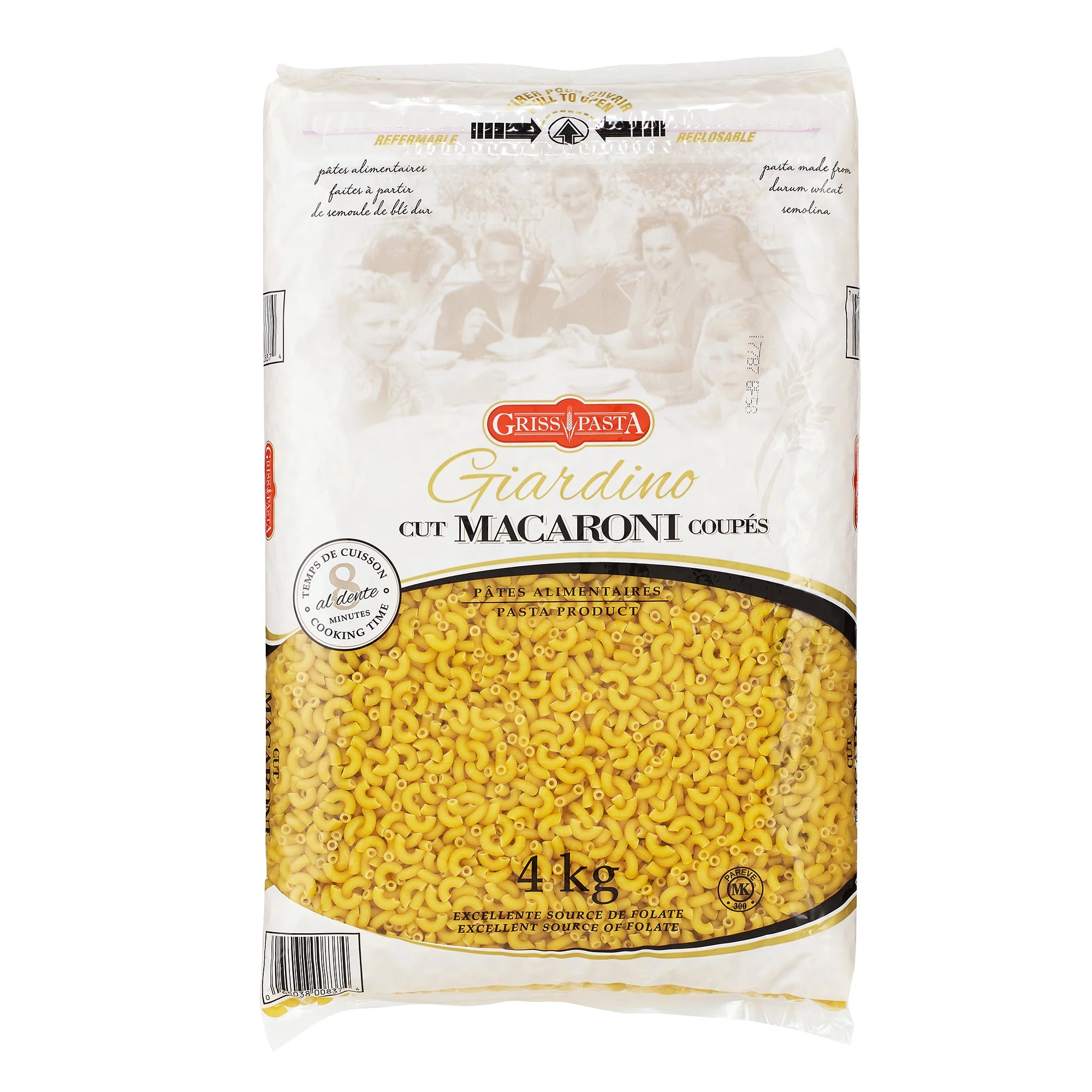Griss Pasta Giardino Macaroni - 4 x 4 kg - Grocery and Food Items - Canadian Distribution - Ships Free Within Canada on Orders Above CAD $199