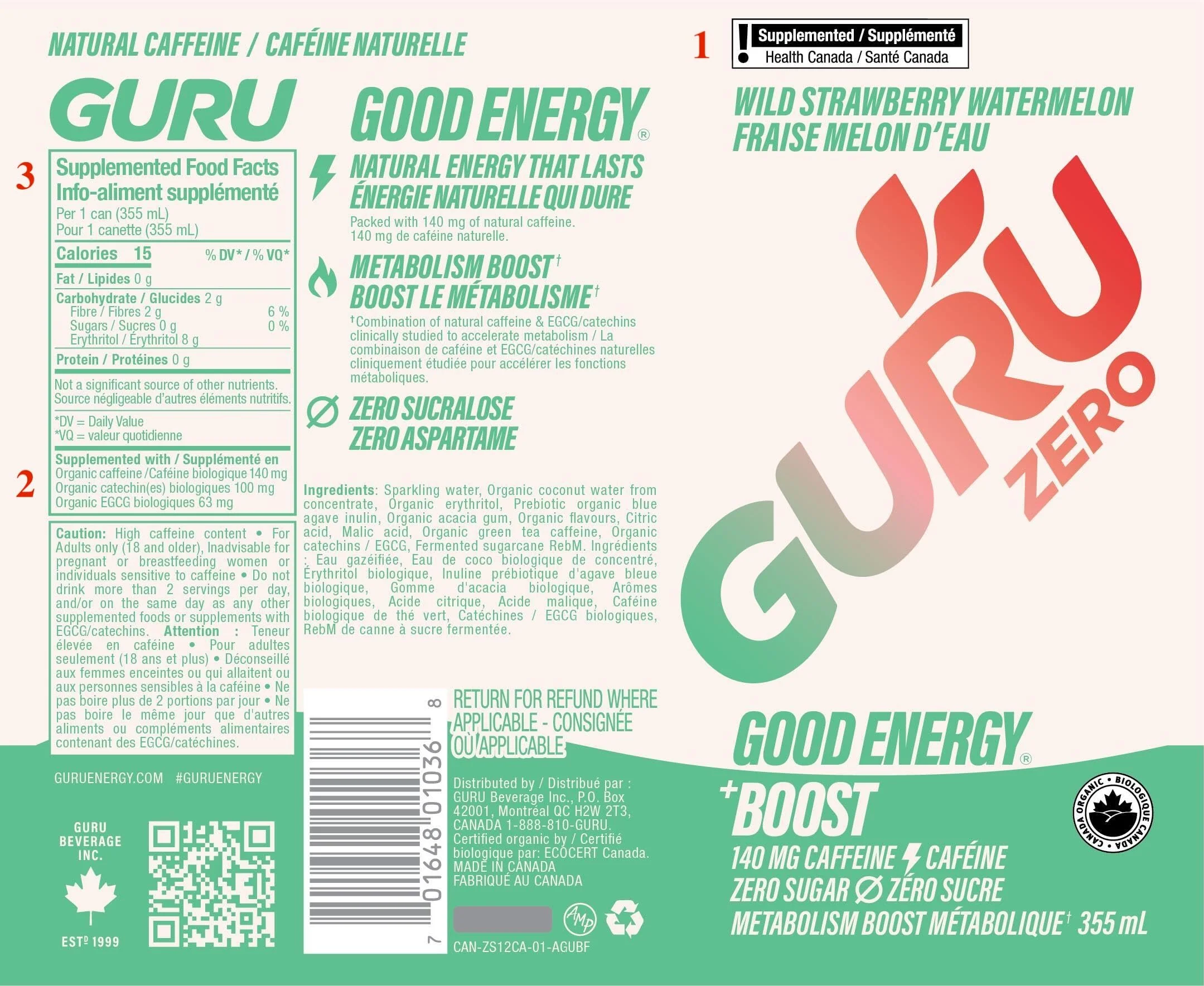 GURU – Organic Energy Drinks – Variety Pack – 24 × 355 ml – 140mg Caffeine - Canadian Distribution - Ships Free Within Canada on Orders Above CAD $199 - Image 5
