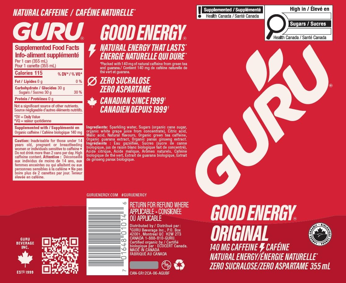 GURU – Organic Energy Drinks – Variety Pack – 24 × 355 ml – 140mg Caffeine - Canadian Distribution - Ships Free Within Canada on Orders Above CAD $199 - Image 7
