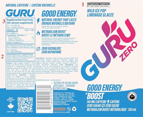 GURU – Organic Energy Drinks – Variety Pack – 24 × 355 ml – 140mg Caffeine - Canadian Distribution - Ships Free Within Canada on Orders Above CAD $199 - Image 9