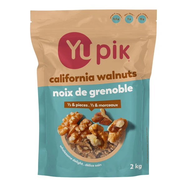 Half and Full Walnuts Pieces - 4 x 2 kg - Yupik - Canadian Distribution - Ships Free Within Canada on Orders Above CAD $199