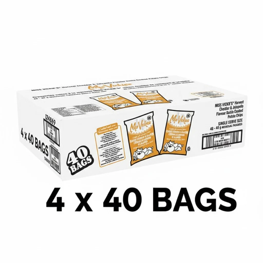 Harvest Cheddar & Jalapeno - 4 Cases x 40 Packs x 40 g - Miss Vickie's - Canadian Distribution - Ships Free Within Canada on Orders Above CAD $199