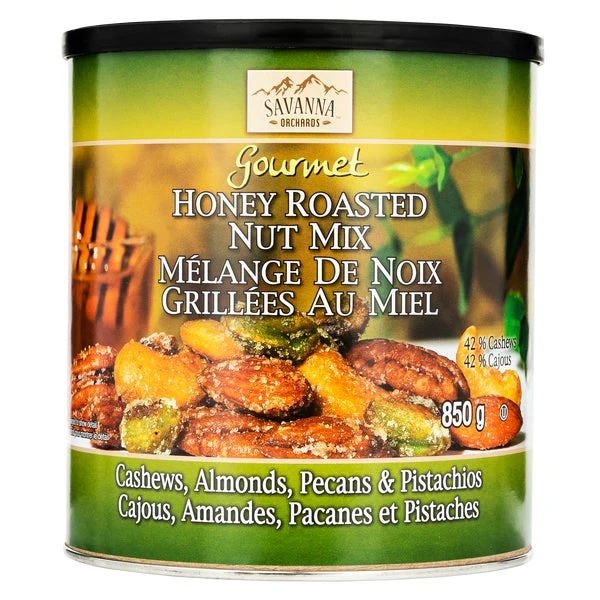 Honey Roasted Nut Mix - 4 x 850 g - Savana - Canadian Distribution - Ships Free Within Canada on Orders Above CAD $199