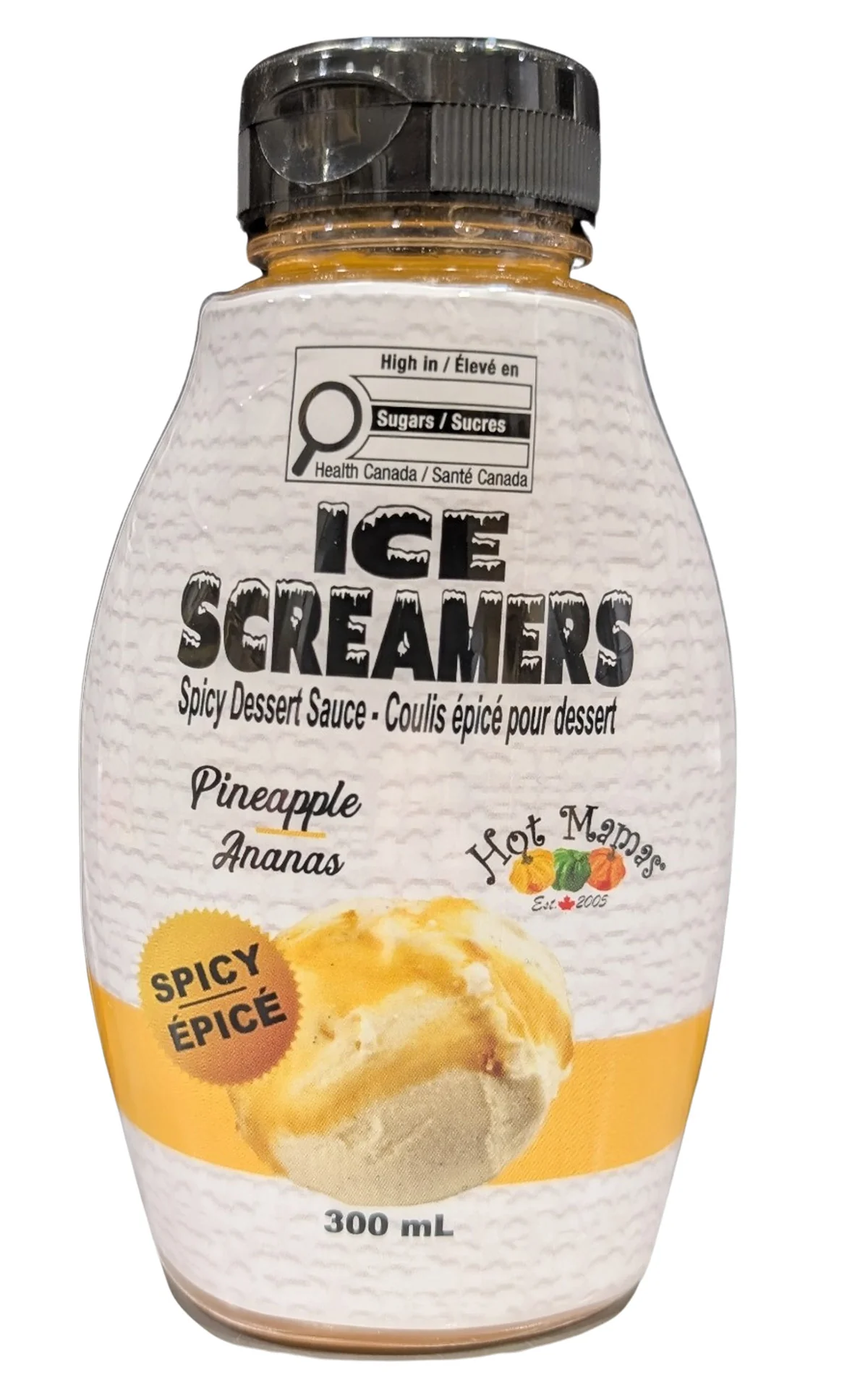 Ice Screamers - Pineapple - Case of 5 x 300ml Squeeze Bottle Format - Made in Canada - Canadian Distribution