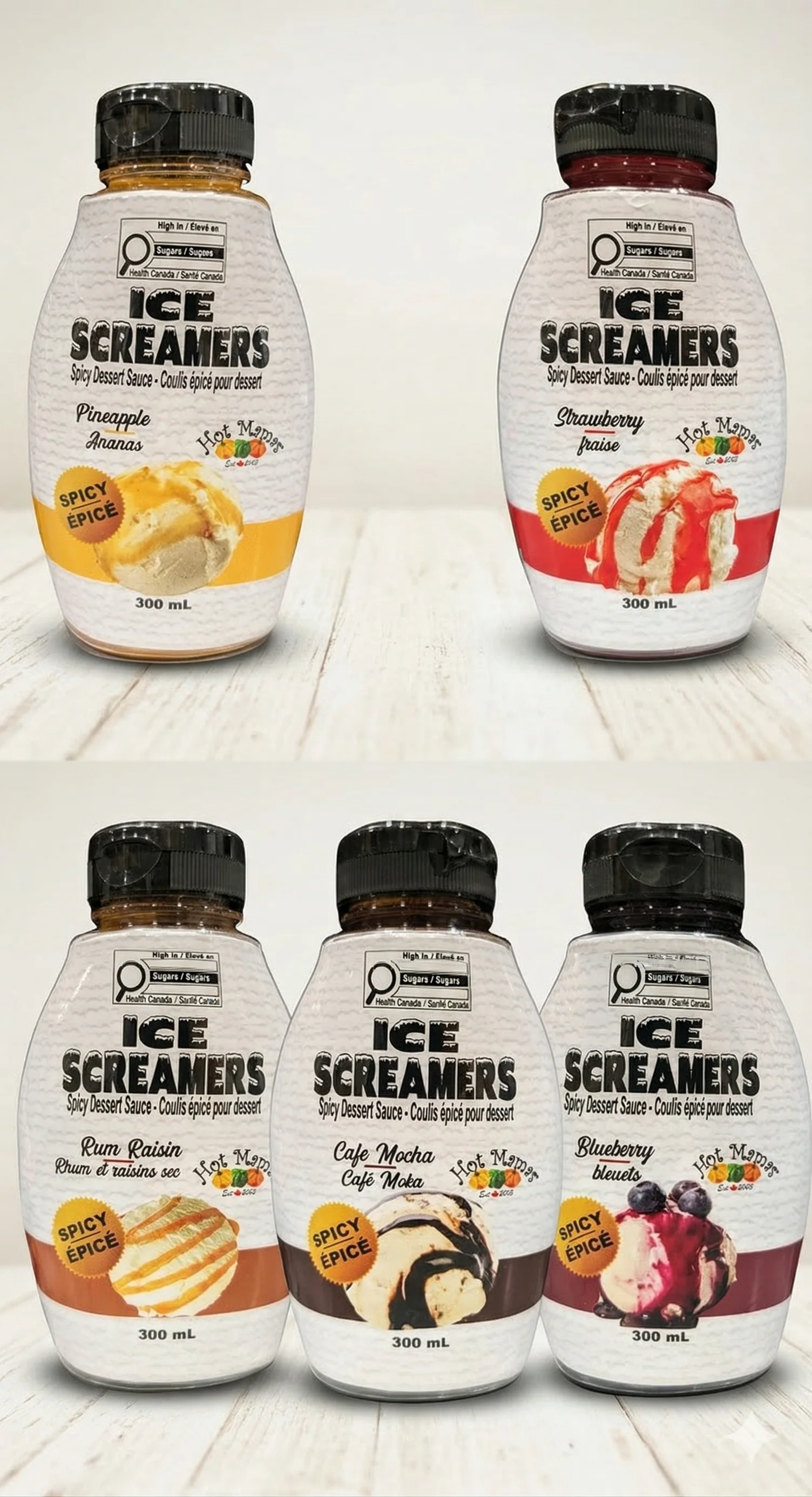 Ice Screamers - Squeeze Bottle Format - Mixed Case of 5 x 300ml Top Selling Ice Screamers Flavours - Made in Canada - Canadian Distribution