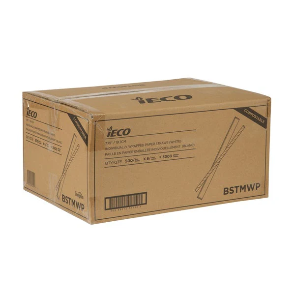 iECO 7.75" Wrapped Paper Straws - 6 Packs of 500 - Disposables, Restaurant Packaging and Take-Out Supplies - Canadian Distribution - Ships Free Within Canada on Orders Above CAD $199 - Image 2