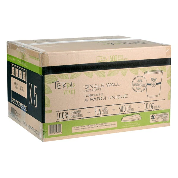 iECO Compost Single Wall Cup 10oz - 5 Packs of 100 - Disposables, Restaurant Packaging and Take-Out Supplies - Canadian Distribution - Ships Free Within Canada on Orders Above CAD $199 - Image 3