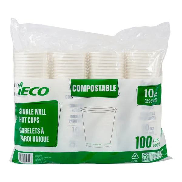 iECO Compost Single Wall Cup 10oz - 5 Packs of 100 - Disposables, Restaurant Packaging and Take-Out Supplies - Canadian Distribution - Ships Free Within Canada on Orders Above CAD $199 - Image 6