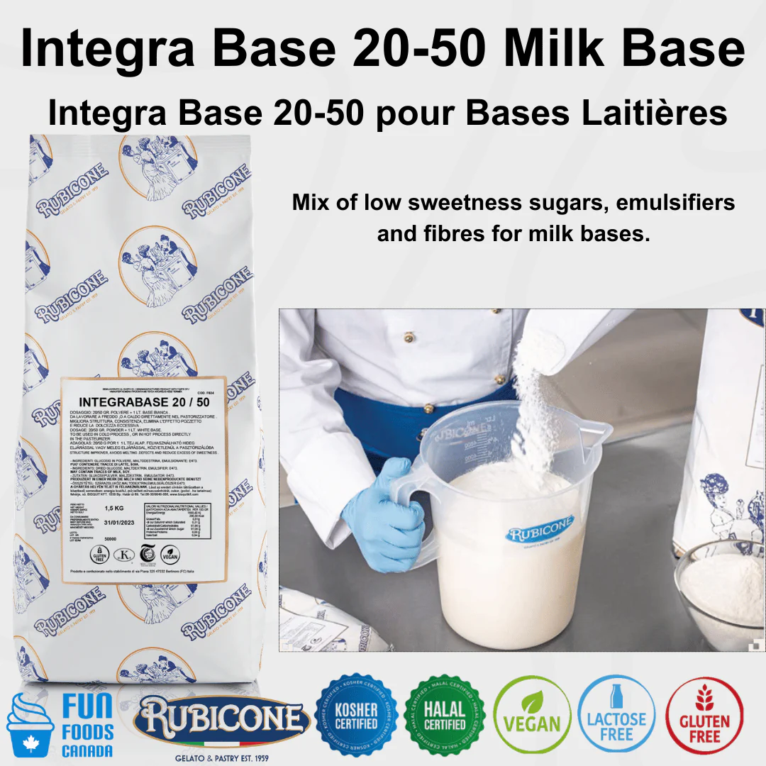 Integra Base 20-50 - Gelato Stabilizers & Improvers - Case of 8 x 1.5 KG bags - Rubicone Canada - Ships Free Within Canada on Orders Above CAD $199