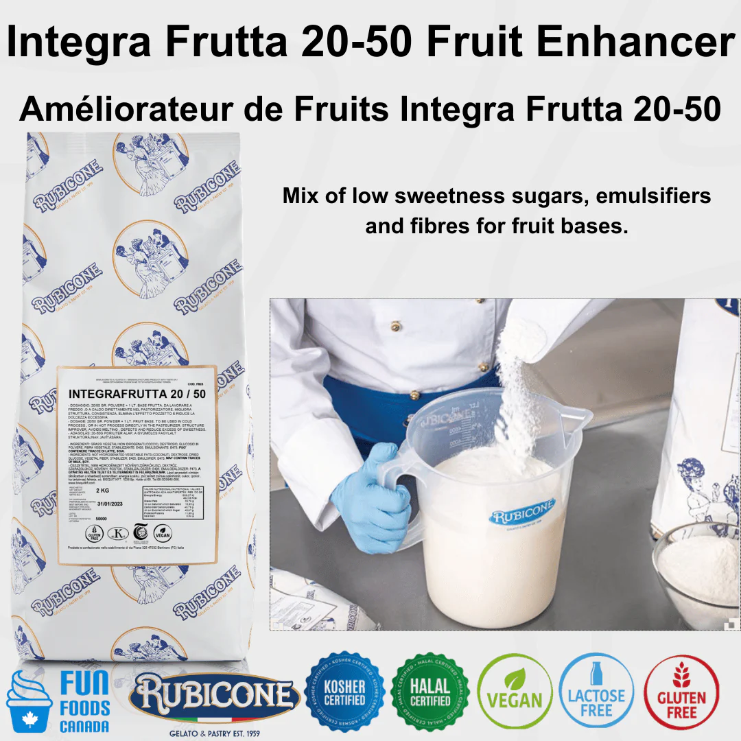 Integra Frutta 20-50 - Gelato Stabilizers & Improvers - Case of 6 x 2 KG bags - Rubicone Canada - Ships Free Within Canada on Orders Above CAD $199
