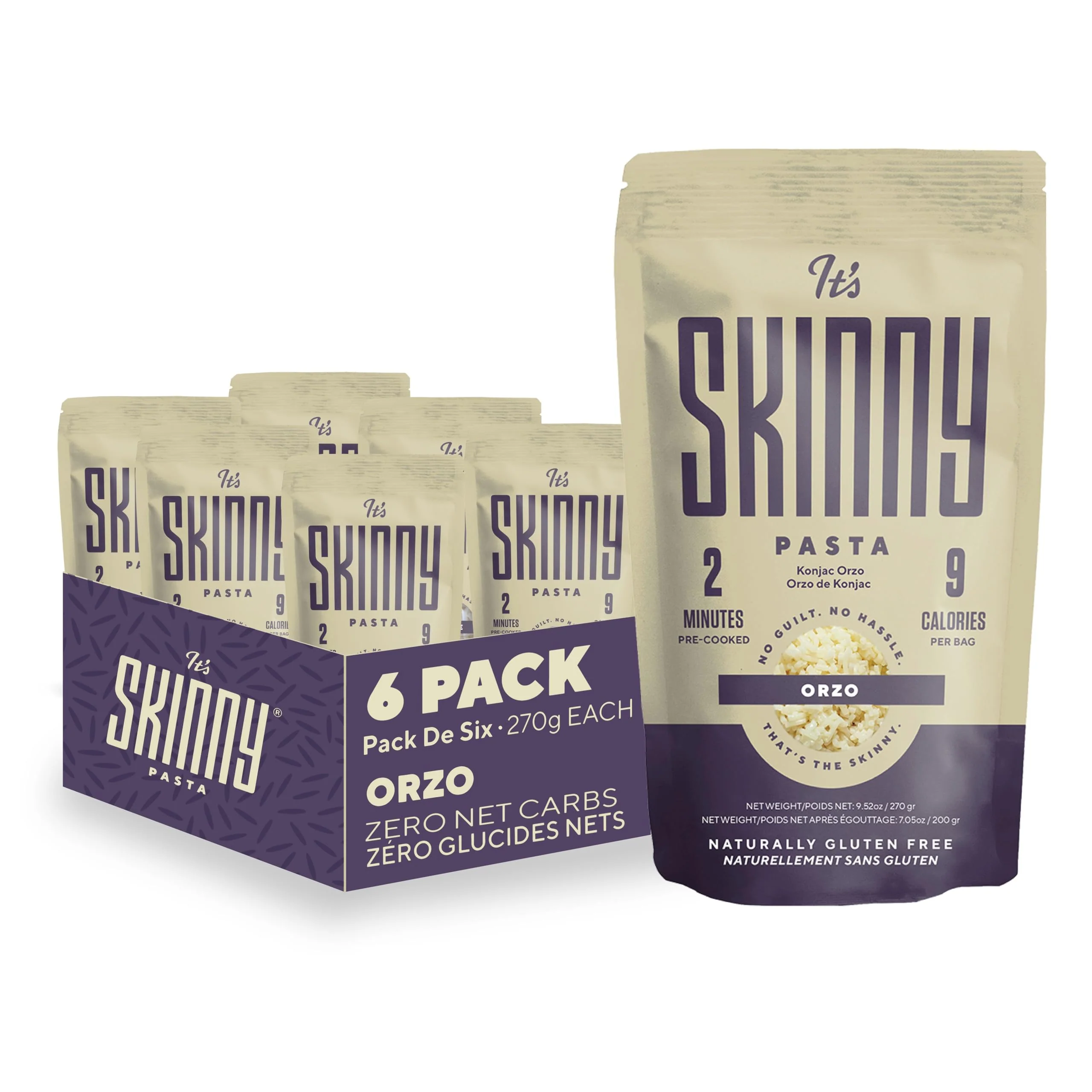 It’s Skinny – Low Carb Pasta – Orzo (Konjac Rice) – 6 Pack – Keto-Friendly - Canadian Distribution - Ships Free Within Canada on Orders Above CAD $199