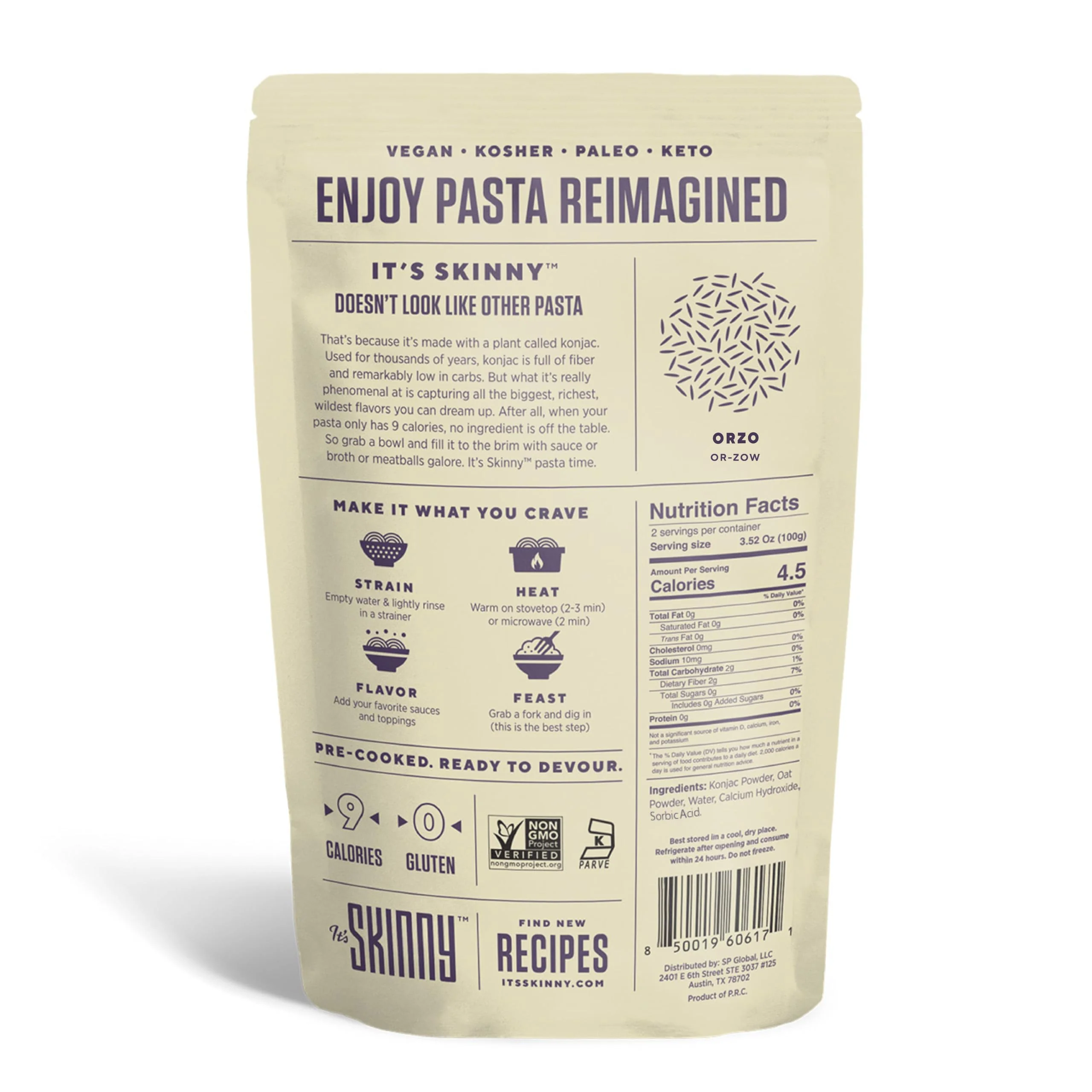 It’s Skinny – Low Carb Pasta – Orzo (Konjac Rice) – 6 Pack – Keto-Friendly - Canadian Distribution - Ships Free Within Canada on Orders Above CAD $199 - Image 7